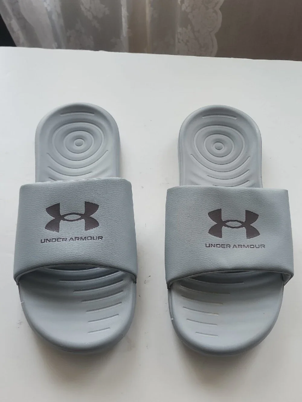 Under Armour Light Gray Logo Slide Sandals